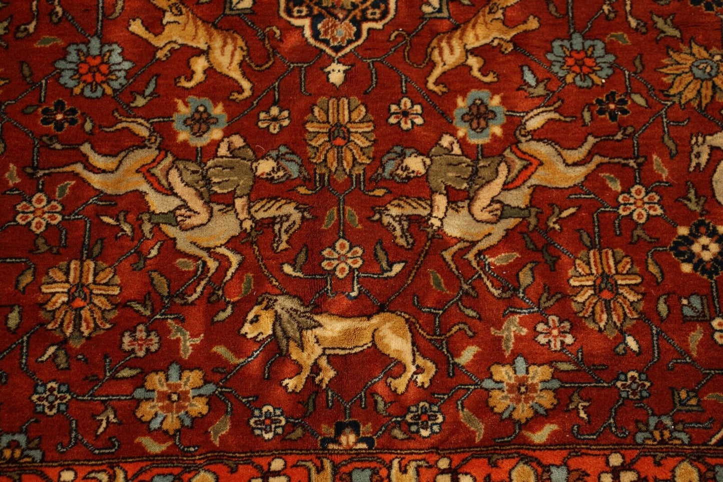 1970's Semi Antique Hunting Scene | 9'9" x 12' Hand-Knotted Wool Area Rug
