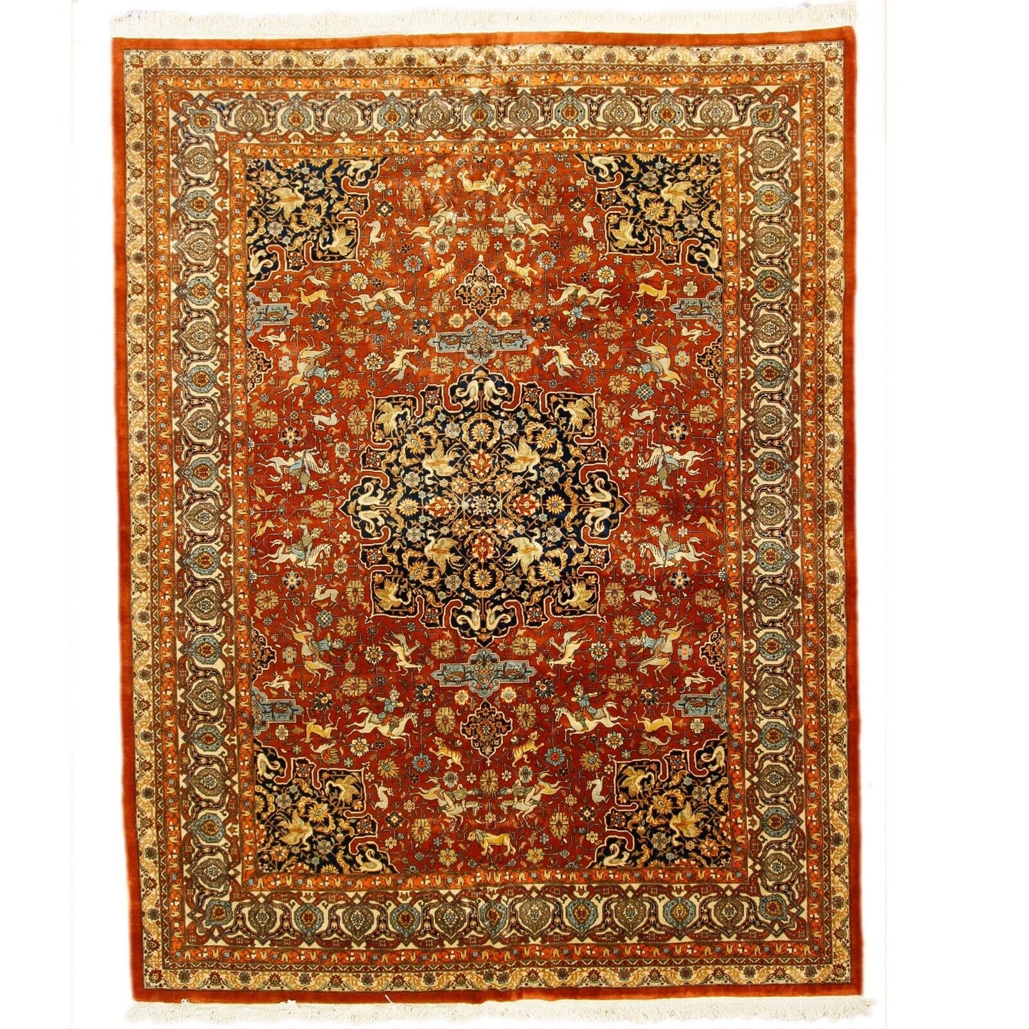 1970's Semi Antique Hunting Scene | 9'9" x 12' Hand-Knotted Wool Area Rug