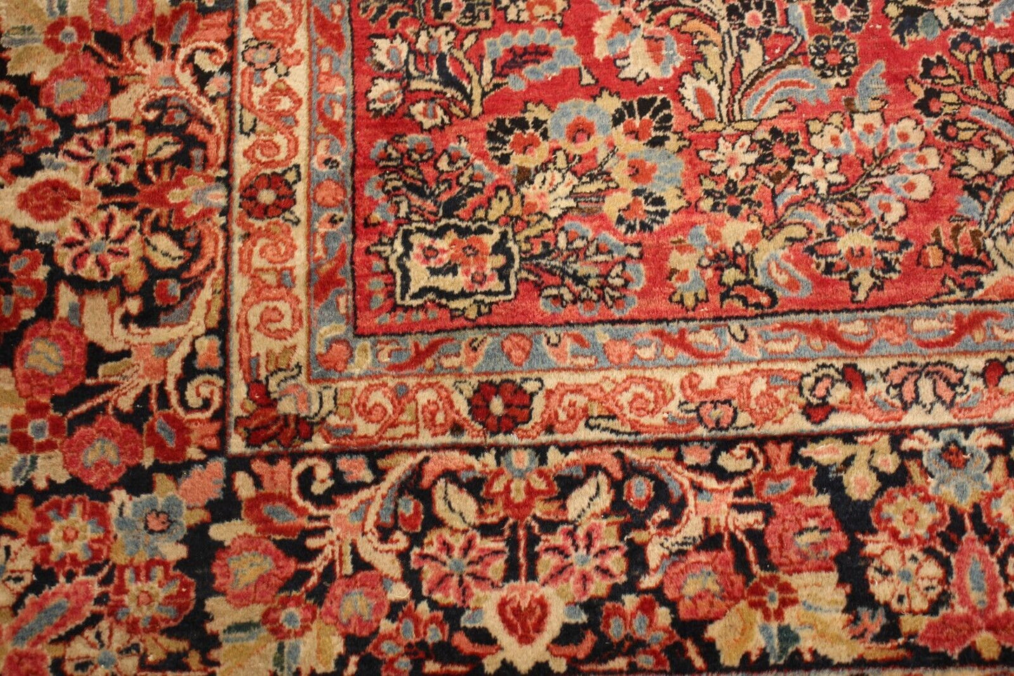 Antique PersianSarouk | 9'9" x 11'10" Hand-Knotted Wool Rug | 100+ Years Old