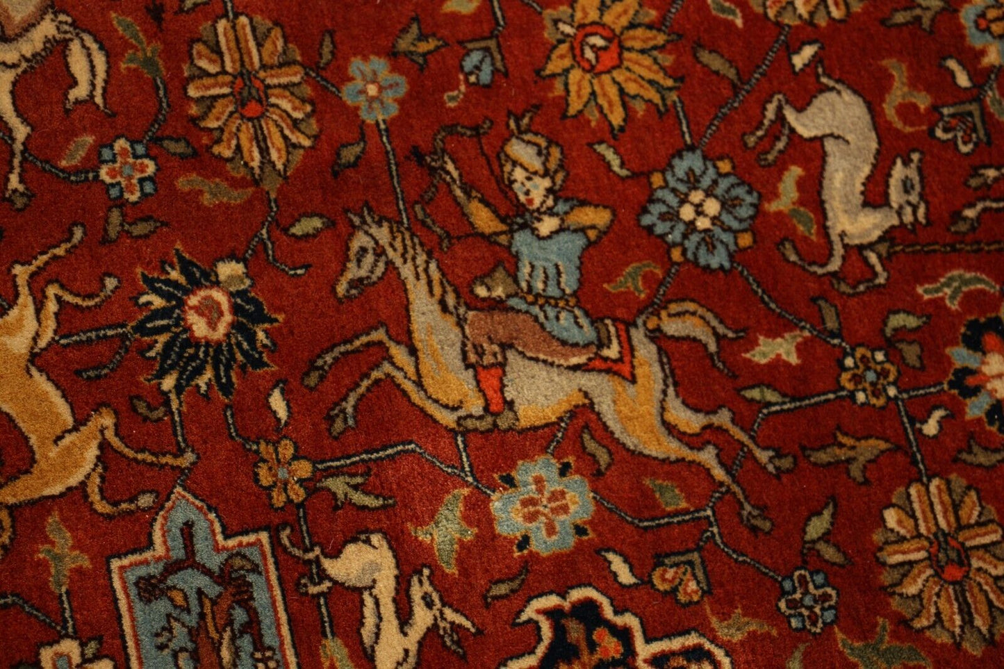 1970's Semi Antique Hunting Scene | 9'9" x 12' Hand-Knotted Wool Area Rug