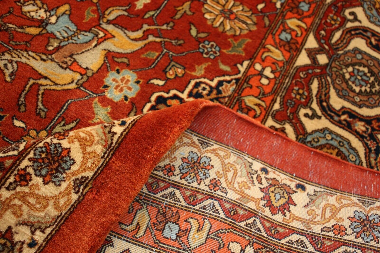 1970's Semi Antique Hunting Scene | 9'9" x 12' Hand-Knotted Wool Area Rug