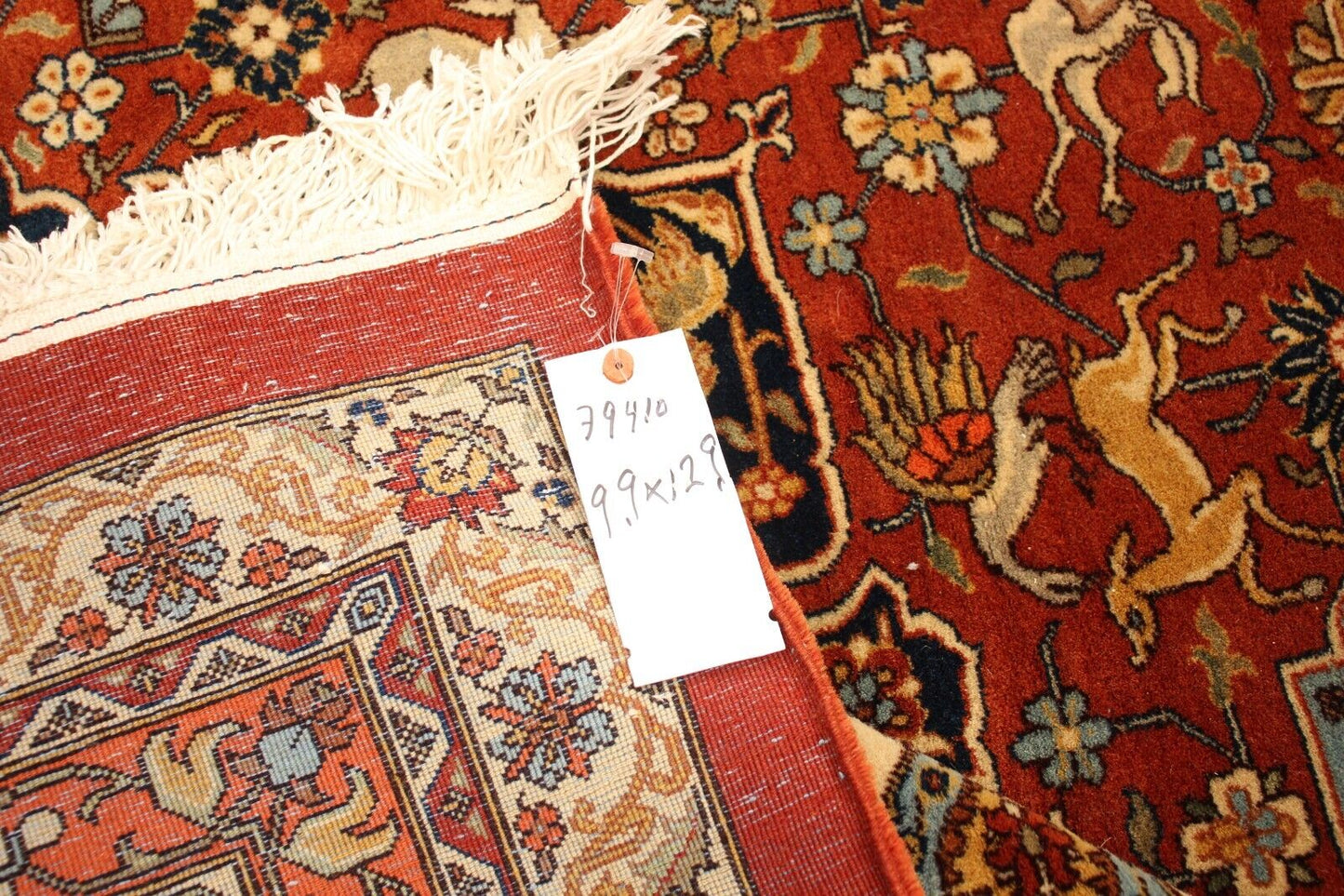1970's Semi Antique Hunting Scene | 9'9" x 12' Hand-Knotted Wool Area Rug
