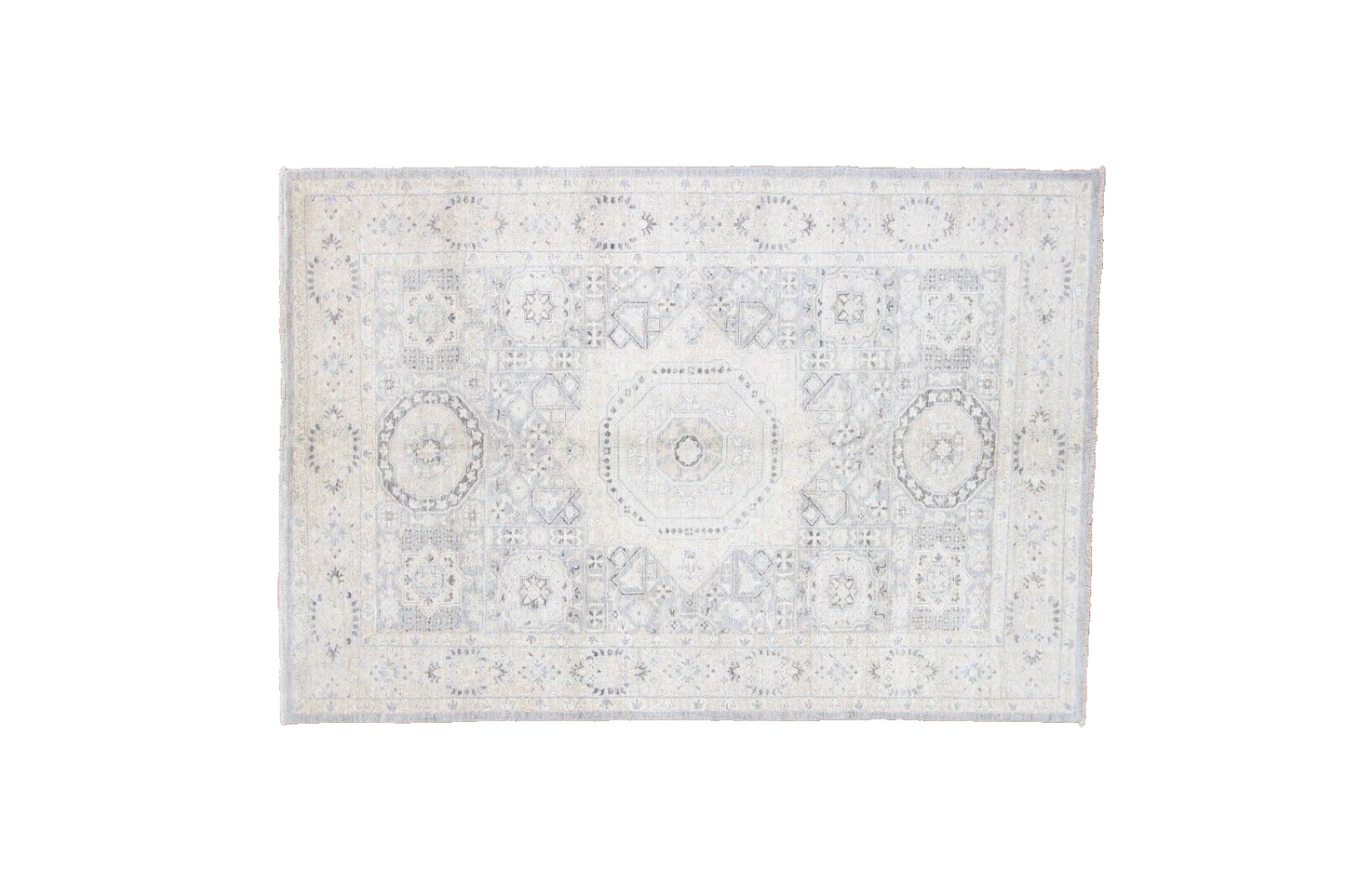 Pakistani Mamluk | 100% Wool | 6'2" x 8'11" Hand Knotted Traditional Area Rug