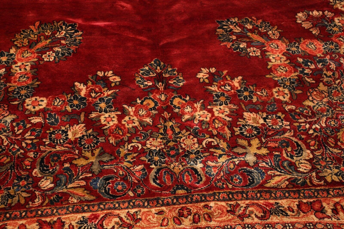Antique PersianSarouk | 11'11" x 18' 1" Hand-Knotted Wool Rug | 1920 Vintage