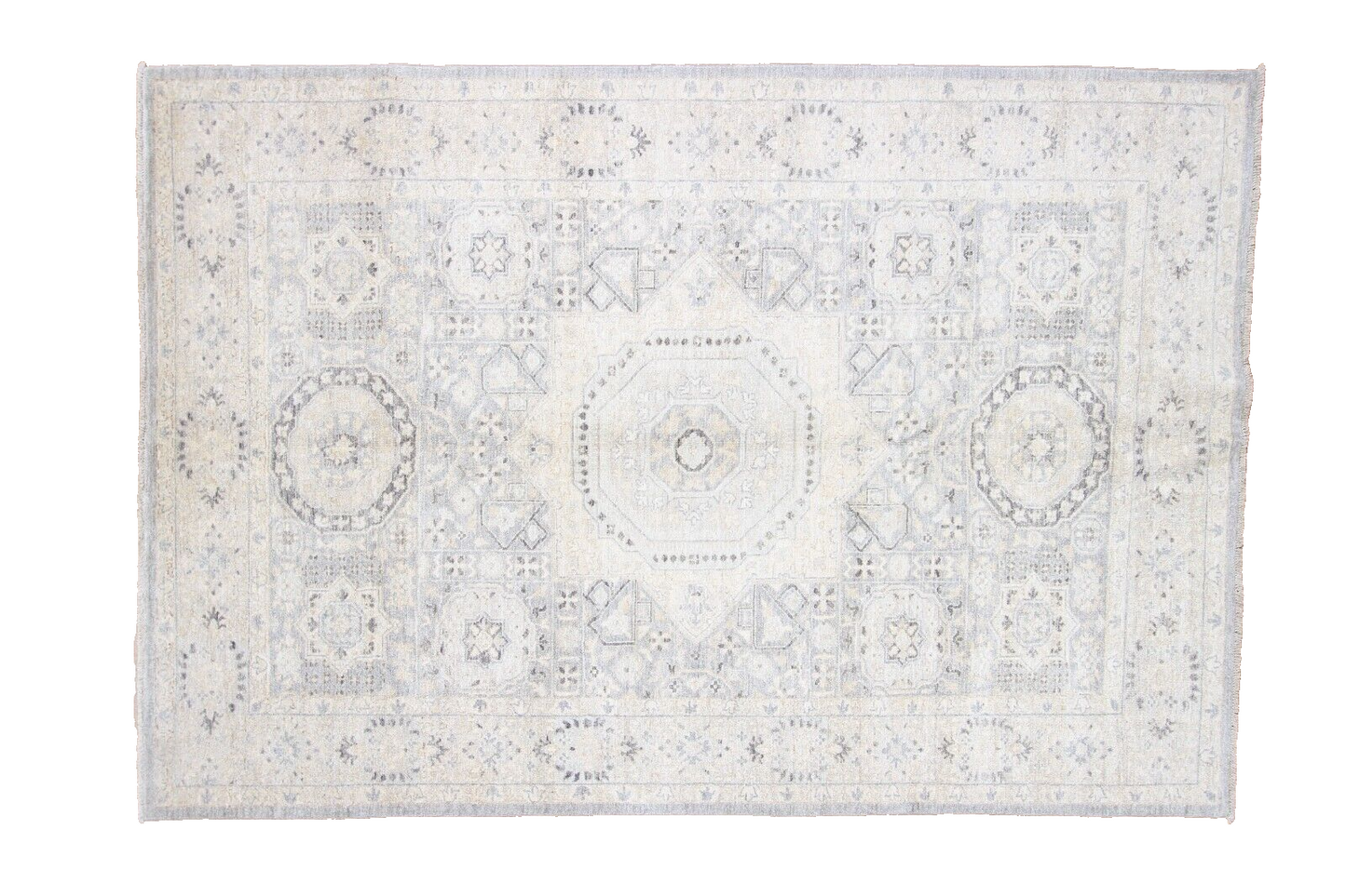 Pakistani Mamluk | 100% Wool | 6'2" x 8'11" Hand Knotted Traditional Area Rug