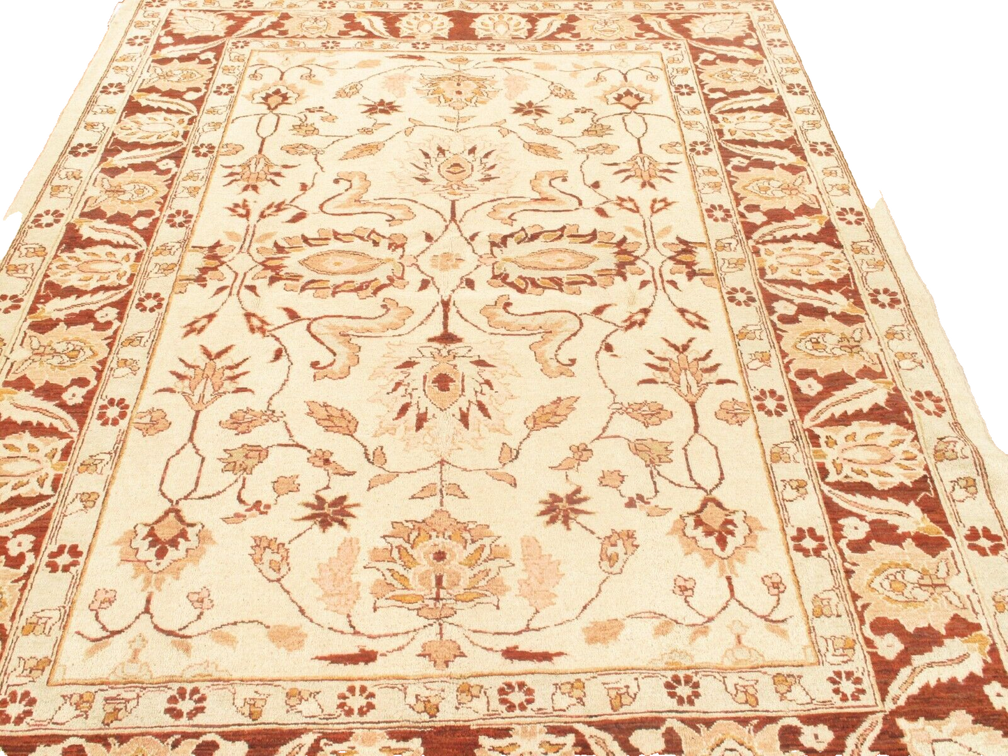 Traditional Hand-Knotted Peshawar Wool Area Rug | 6'8" x 8'2" | Vintage | Floral