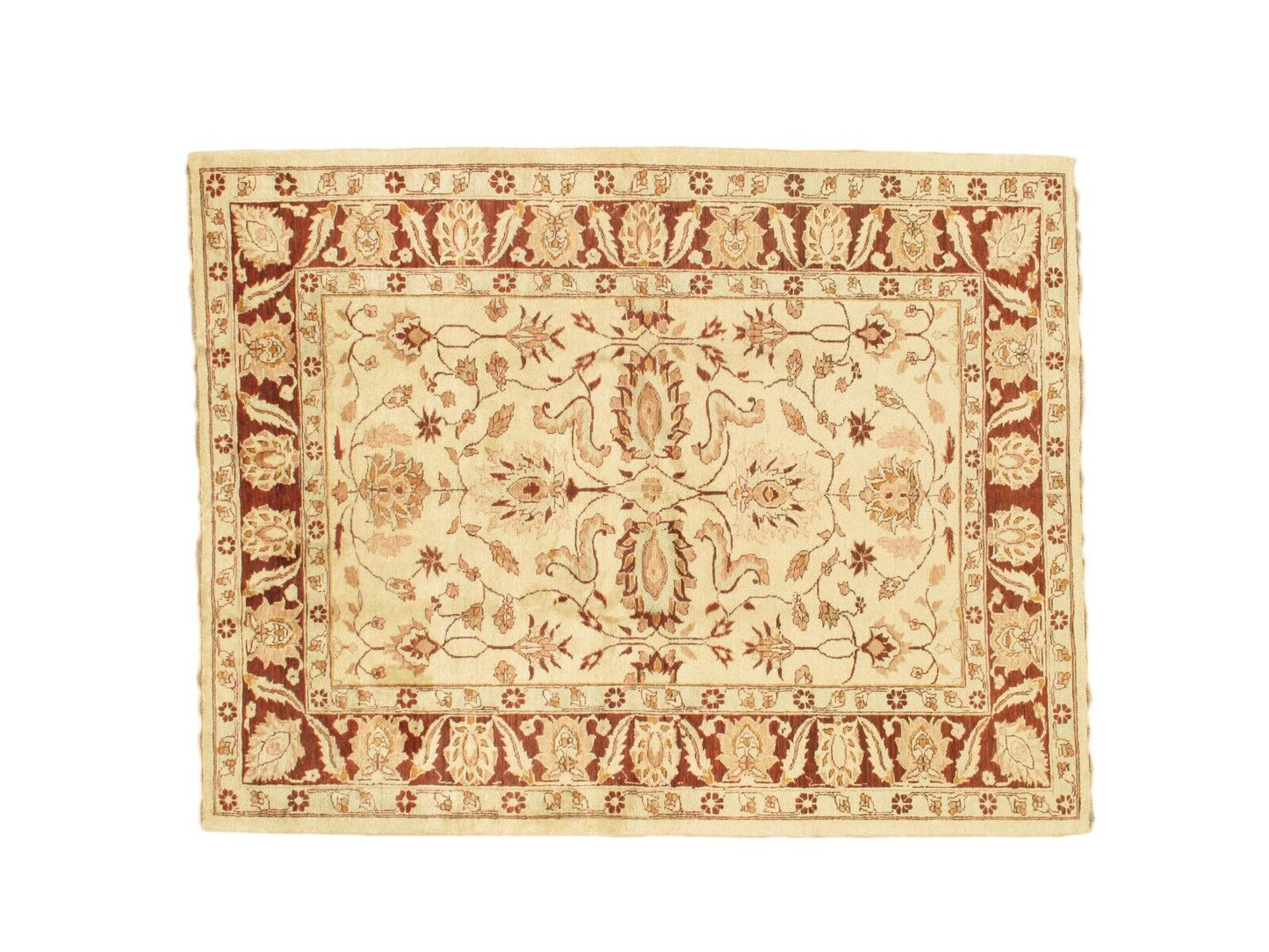 Traditional Hand-Knotted Peshawar Wool Area Rug | 6'8" x 8'2" | Vintage | Floral