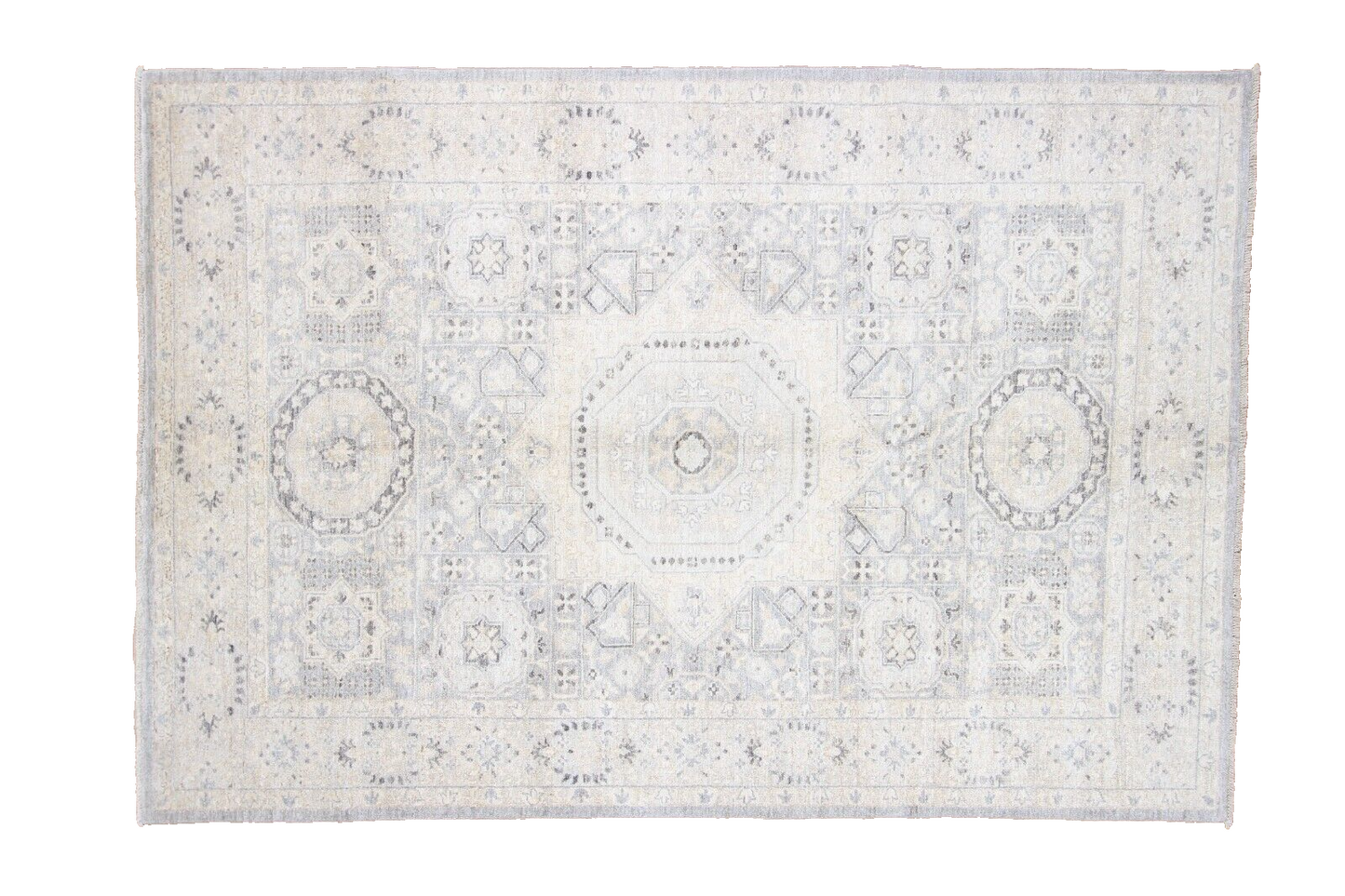 Pakistani Mamluk | 100% Wool | 6'2" x 8'11" Hand Knotted Traditional Area Rug