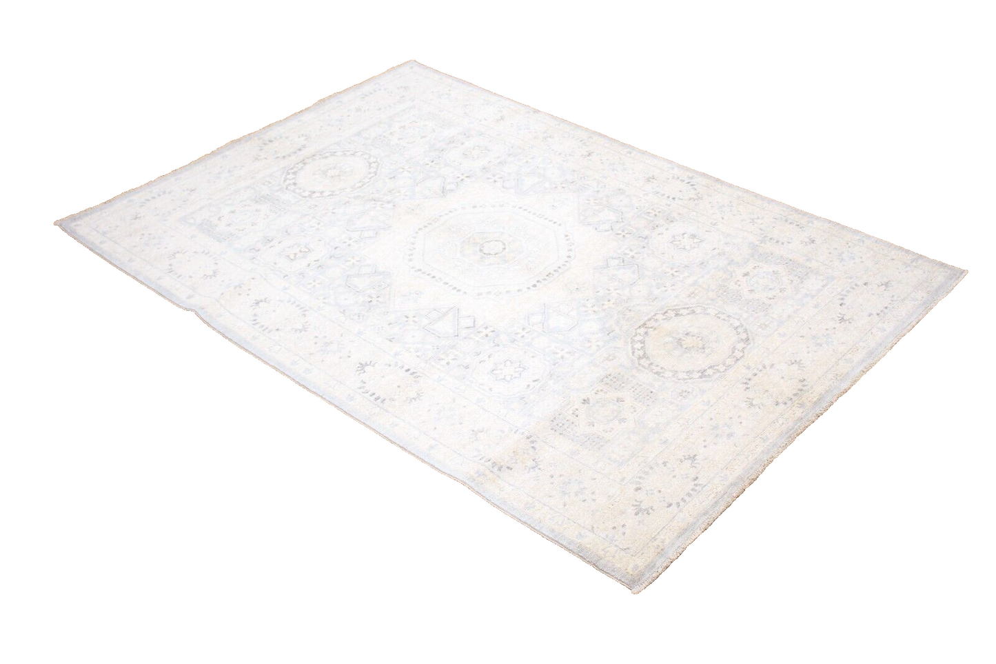 Pakistani Mamluk | 100% Wool | 6'2" x 8'11" Hand Knotted Traditional Area Rug