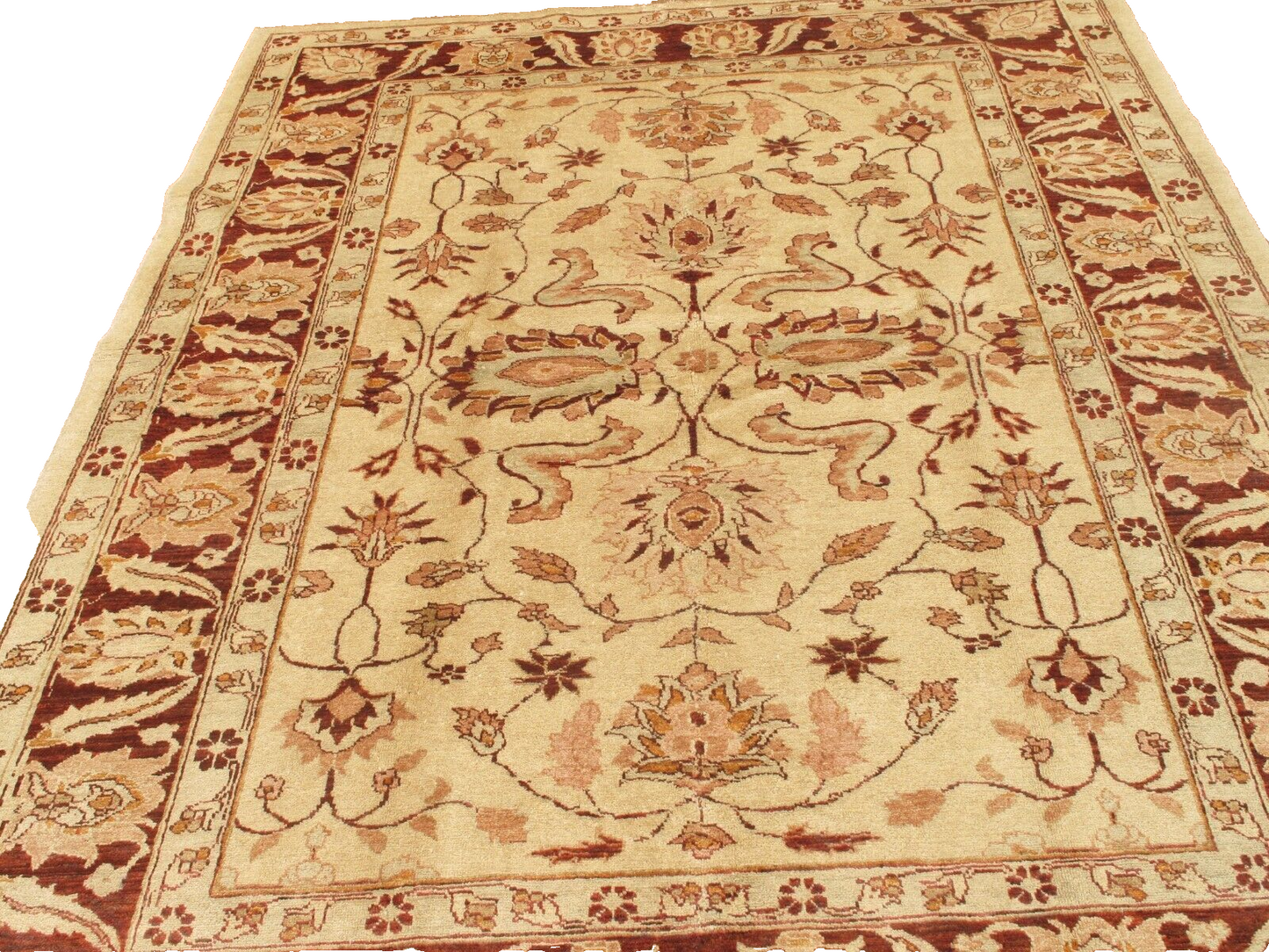 Traditional Hand-Knotted Peshawar Wool Area Rug | 6'8" x 8'2" | Vintage | Floral
