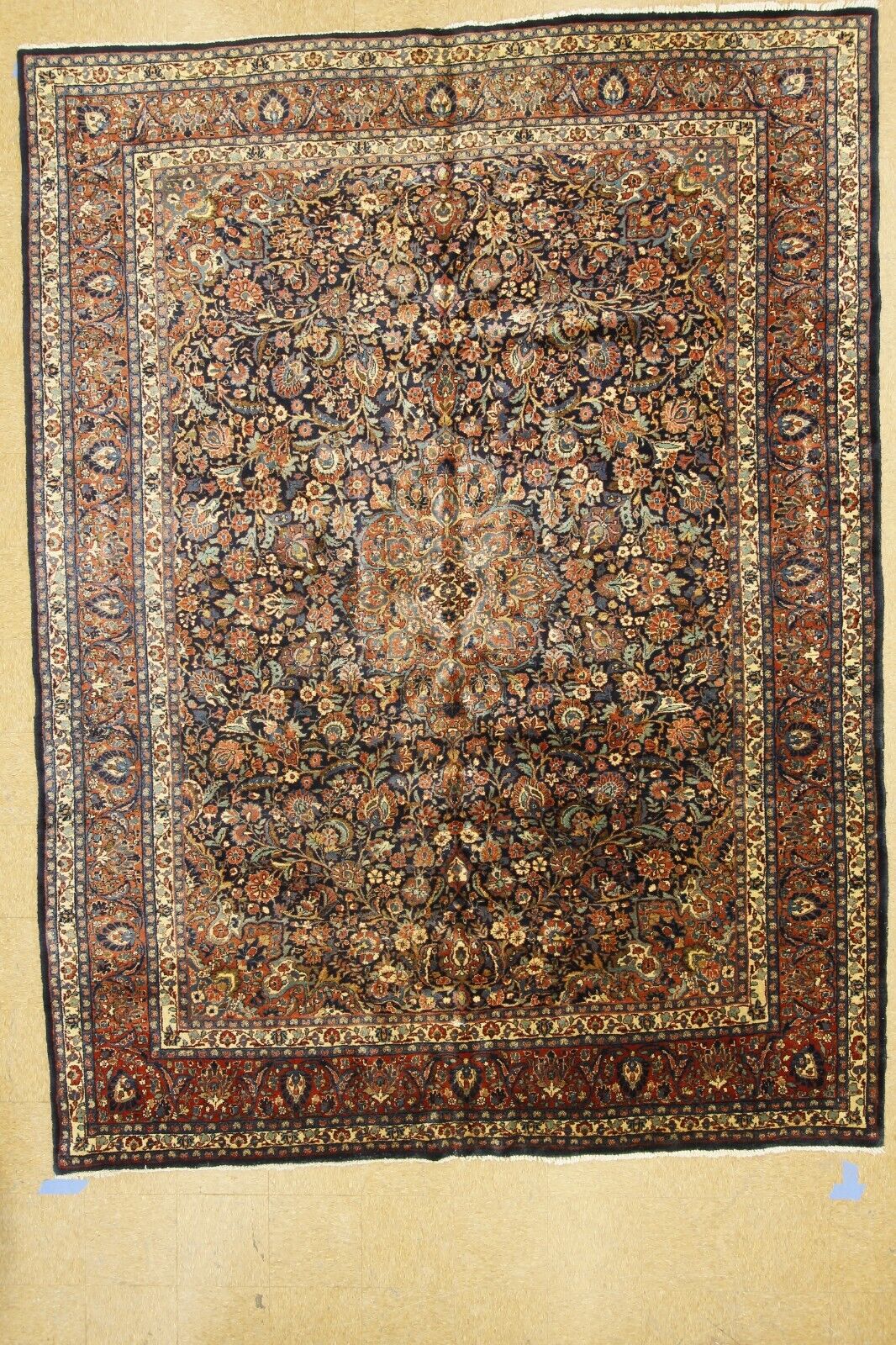 Antique Kazvin | 9'0" x 11'11" Hand-Knotted Wool Area Rug | Mint Condition