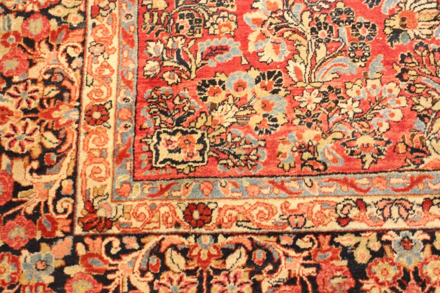 Antique PersianSarouk | 9'9" x 11'10" Hand-Knotted Wool Rug | 100+ Years Old