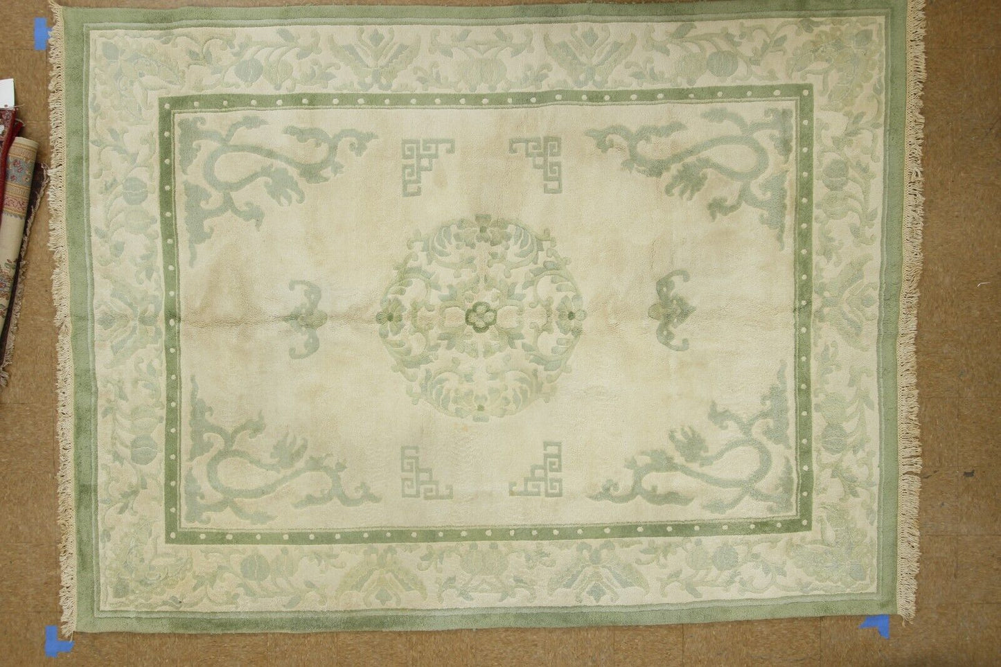 Auboson Design | 8'10" X 11'9" Hand-Knotted Wool Area Rug | India | High Pile