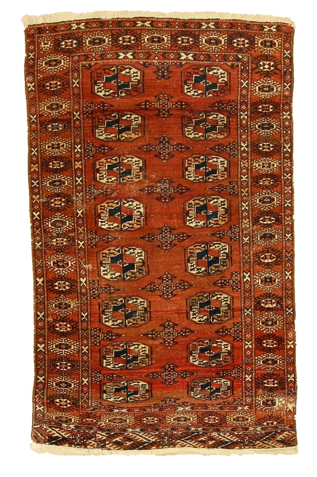 Antique Bukara | 3'7" x 6'0" Hand-Knotted Wool Area Rug | Great Condition | Red