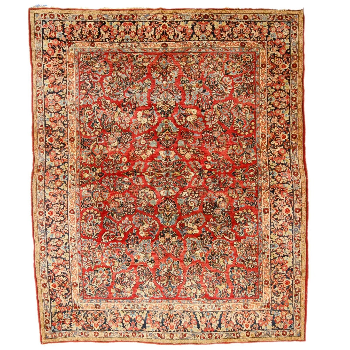 Antique PersianSarouk | 9'9" x 11'10" Hand-Knotted Wool Rug | 100+ Years Old