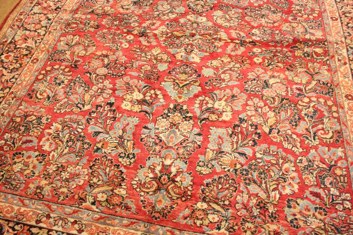 Antique PersianSarouk | 9'9" x 11'10" Hand-Knotted Wool Rug | 100+ Years Old