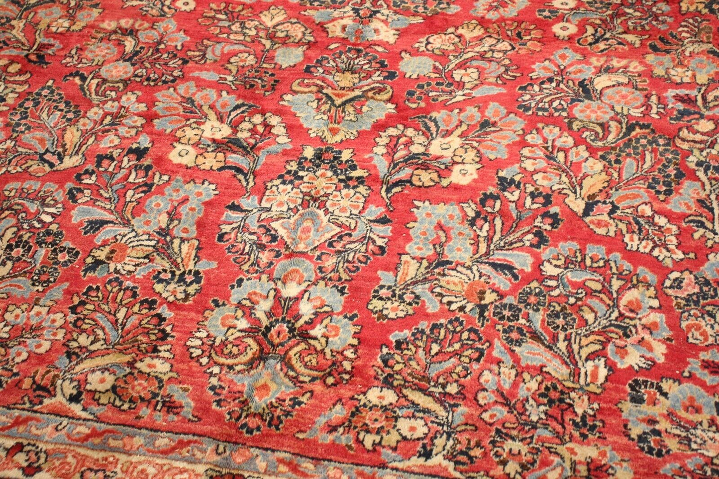 Antique PersianSarouk | 9'9" x 11'10" Hand-Knotted Wool Rug | 100+ Years Old