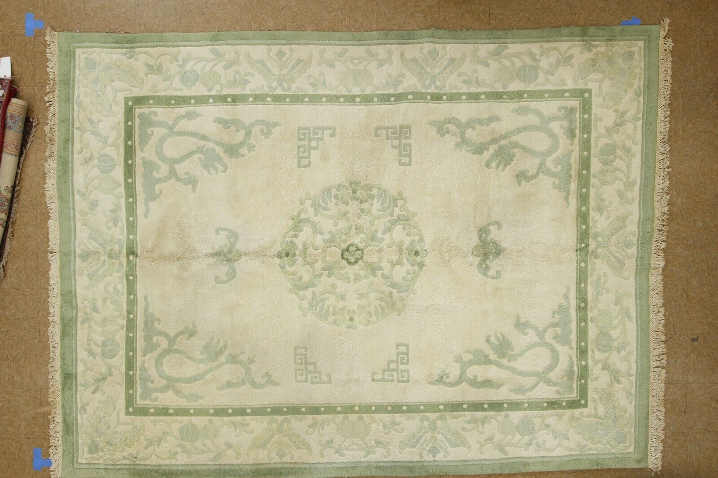 Auboson Design | 8'10" X 11'9" Hand-Knotted Wool Area Rug | India | High Pile