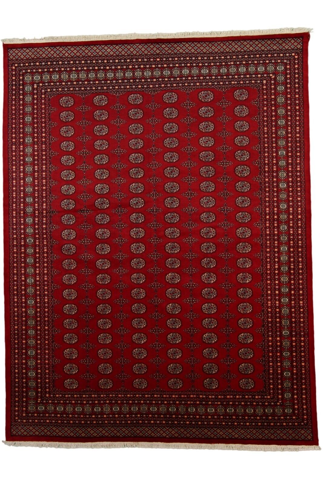 Finest Pakistani Peshawar Bokara | 9'2" x 11'11" Hand-Knotted Wool Area Rug | 