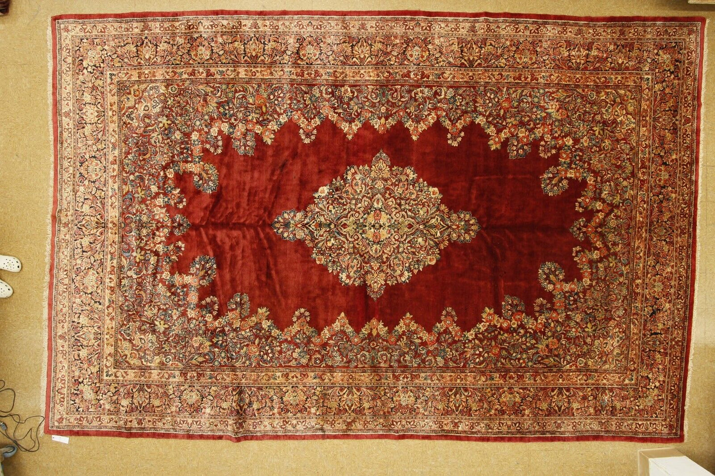 Antique PersianSarouk | 11'11" x 18' 1" Hand-Knotted Wool Rug | 1920 Vintage