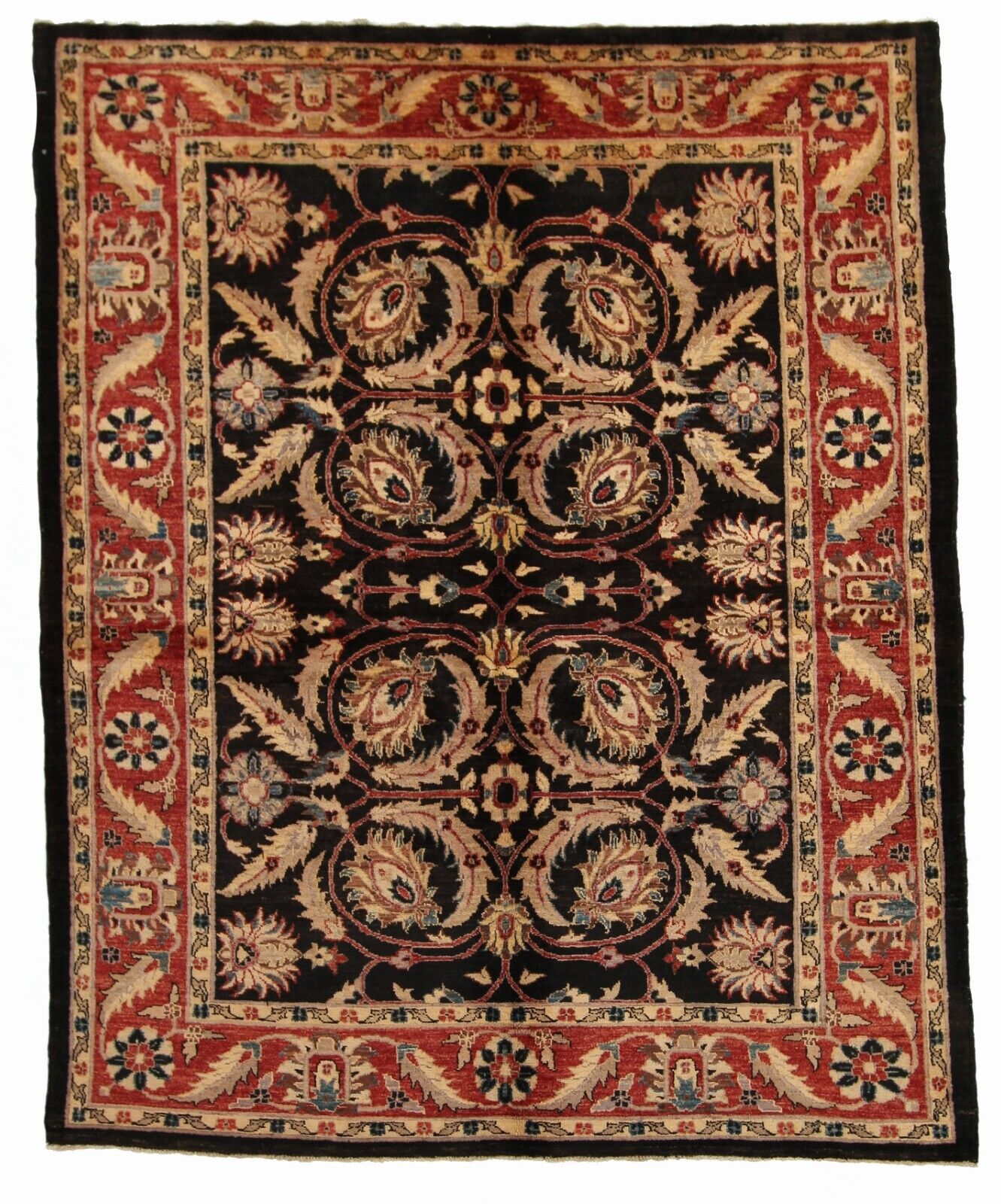 Peshawar | 6'8" x 8'2" Traditional Hand-Knotted Area Rug | 100% Wool | Vintage