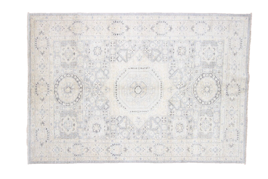 Pakistani Mamluk | 100% Wool | 6'2" x 8'11" Hand Knotted Traditional Area Rug 