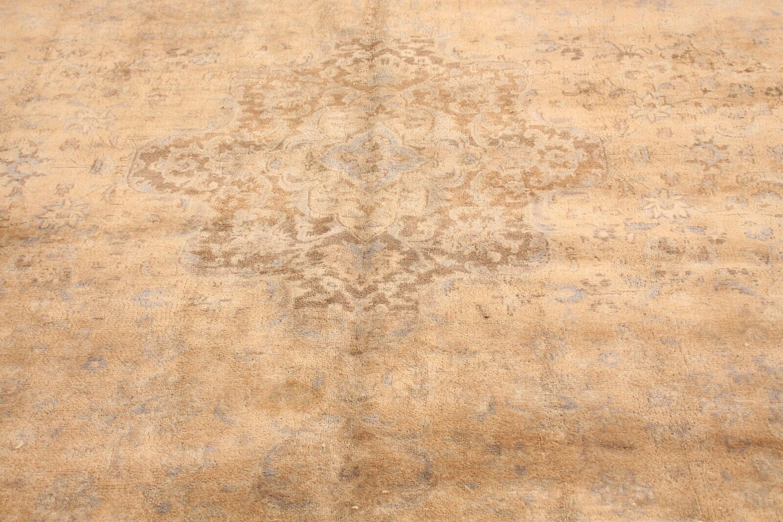 Vintage Faded Rust & Gold Modern | 9'6" x 12'6" Hand-Knotted Oriental Rug |