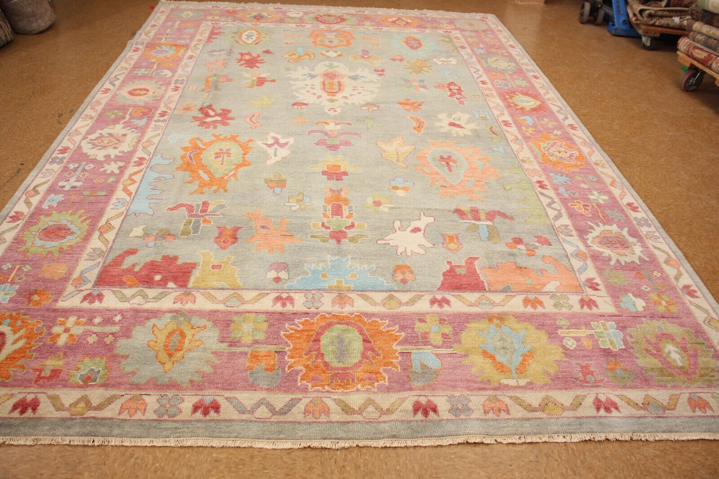 Vintage Oushak | 9'8" x 13'11" Hand-Knotted Traditional Area Rug | Modern Indo