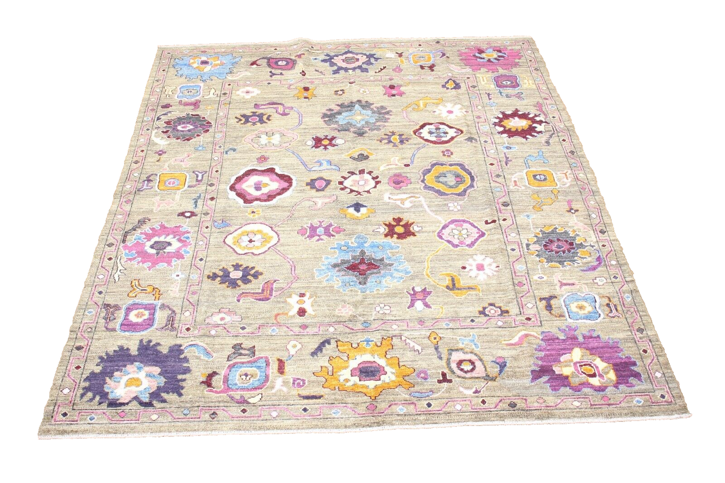 Hand-Knotted Traditional Peshawar Chobi Oushak Rug | 8"2' x 9'10" | 100% Wool