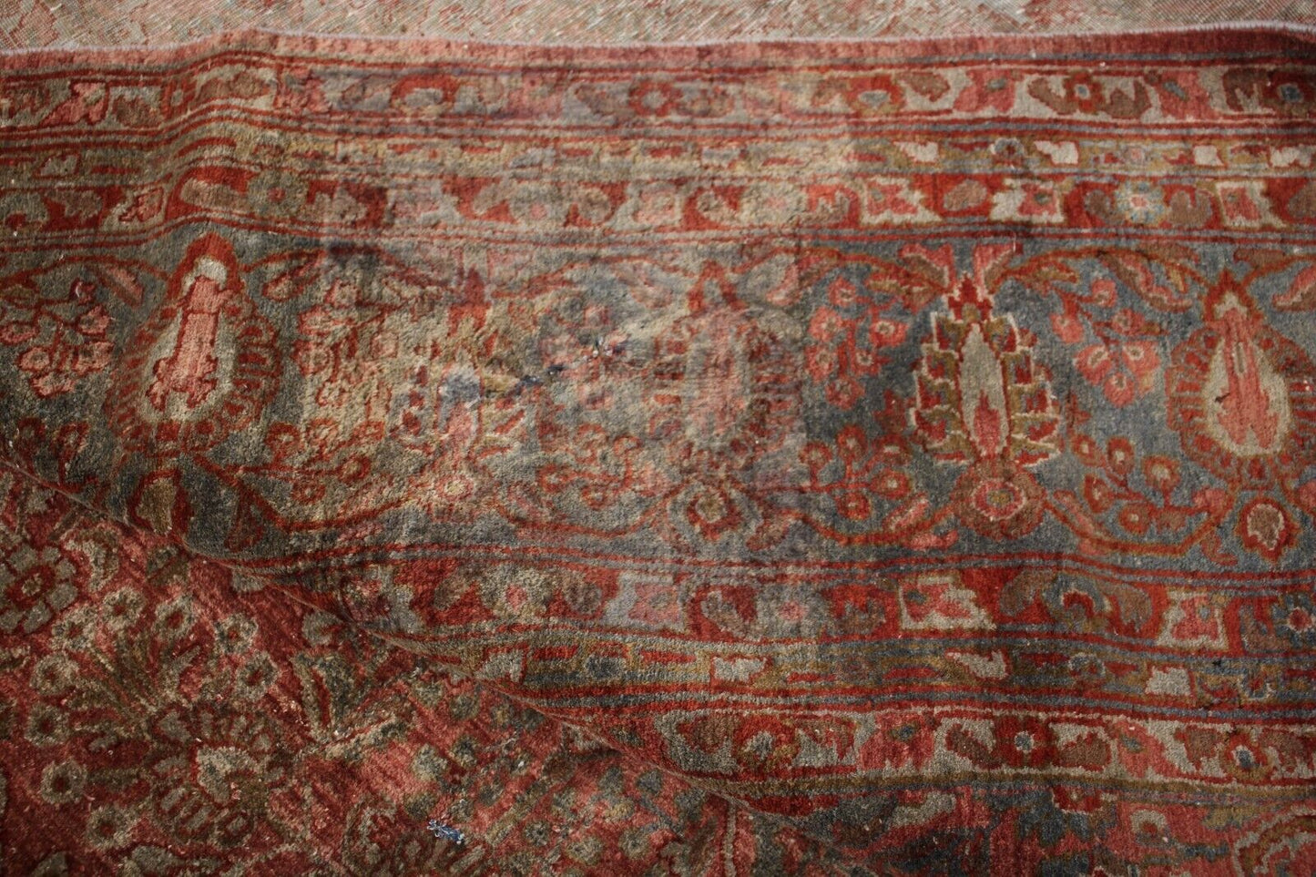 Antique PersianKas Kas'han | 9'9" x 16'9" Hand-Knotted Wool Area Rug | Vintage