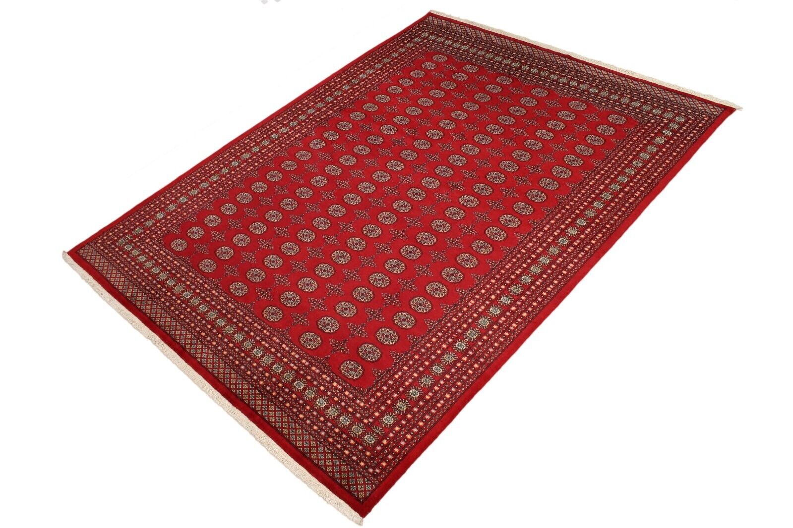 Finest Pakistani Peshawar Bokara | 9'2" x 11'11" Hand-Knotted Wool Area Rug | 