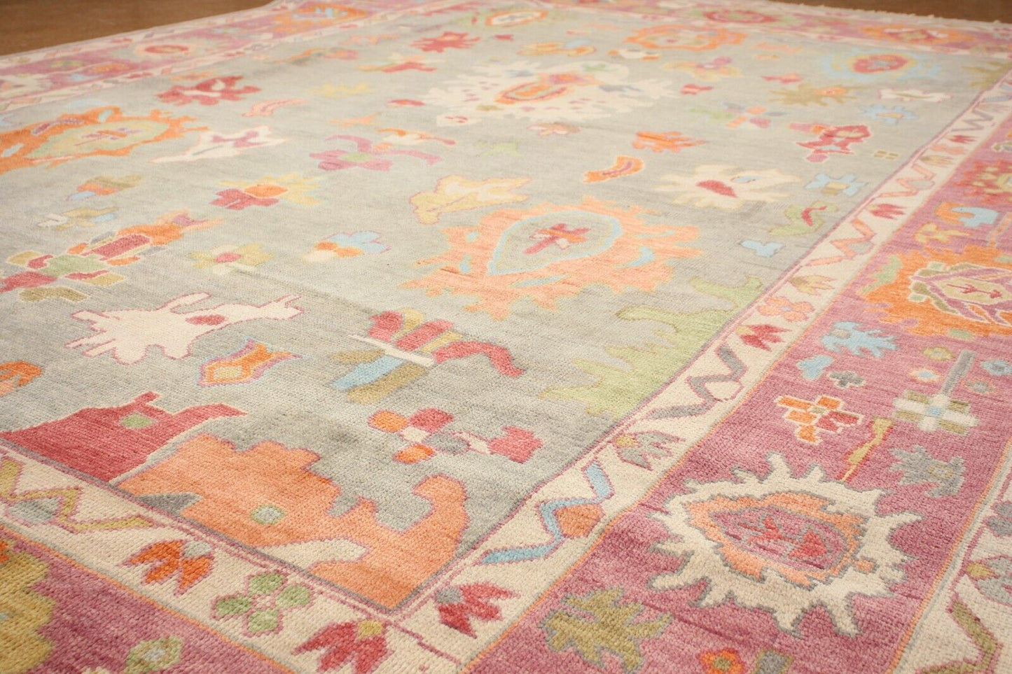 Vintage Oushak | 9'8" x 13'11" Hand-Knotted Traditional Area Rug | Modern Indo