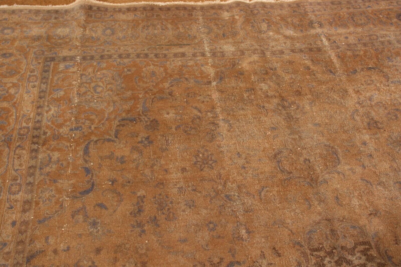 Vintage Faded Rust & Gold Modern | 9'6" x 12'6" Hand-Knotted Oriental Rug |