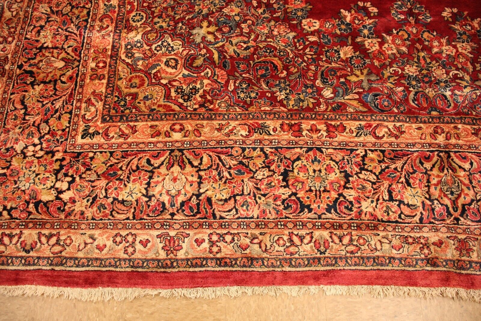 Antique PersianSarouk | 11'11" x 18' 1" Hand-Knotted Wool Rug | 1920 Vintage