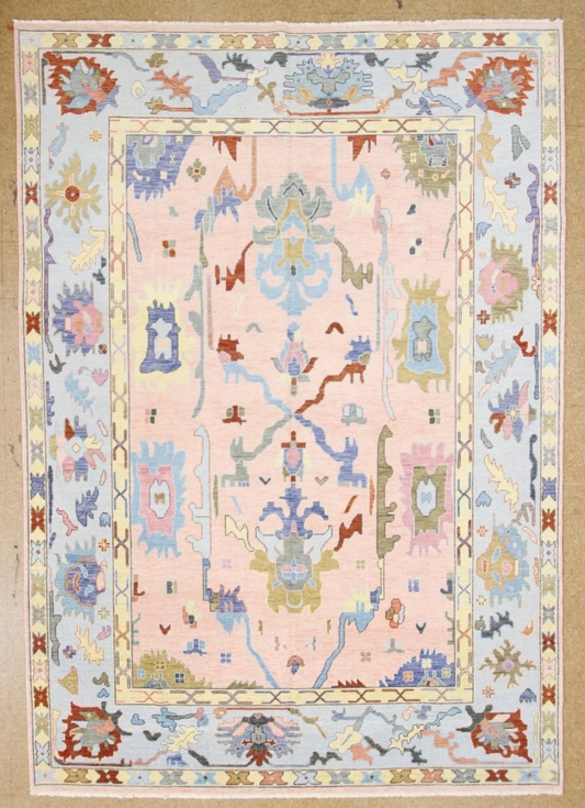 Vintage Oushak | 9'9" x 13'1" Hand-Knotted Traditional Area Rug | Modern Indo