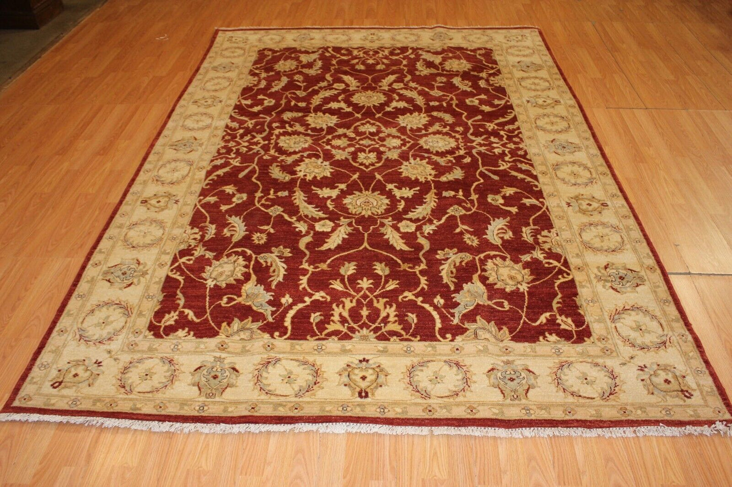 Oriental Peshwar | 6'6" x 9'6" Hand-Knotted Vintage Area Rug | 100% Wool