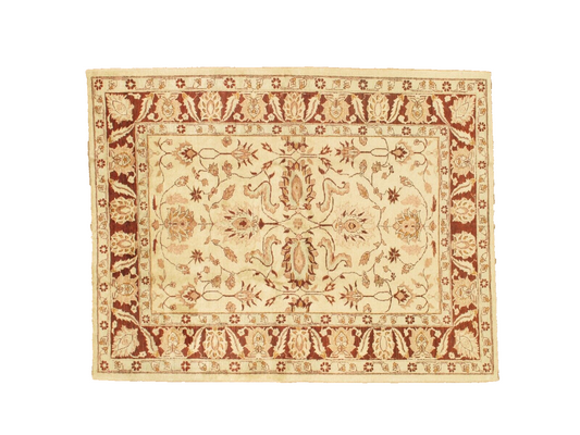 Traditional Hand-Knotted Peshawar Wool Area Rug | 6'8" x 8'2" | Vintage | Floral