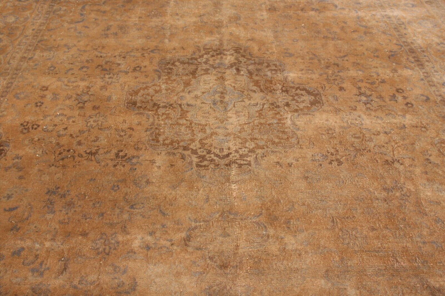 Vintage Faded Rust & Gold Modern | 9'6" x 12'6" Hand-Knotted Oriental Rug |