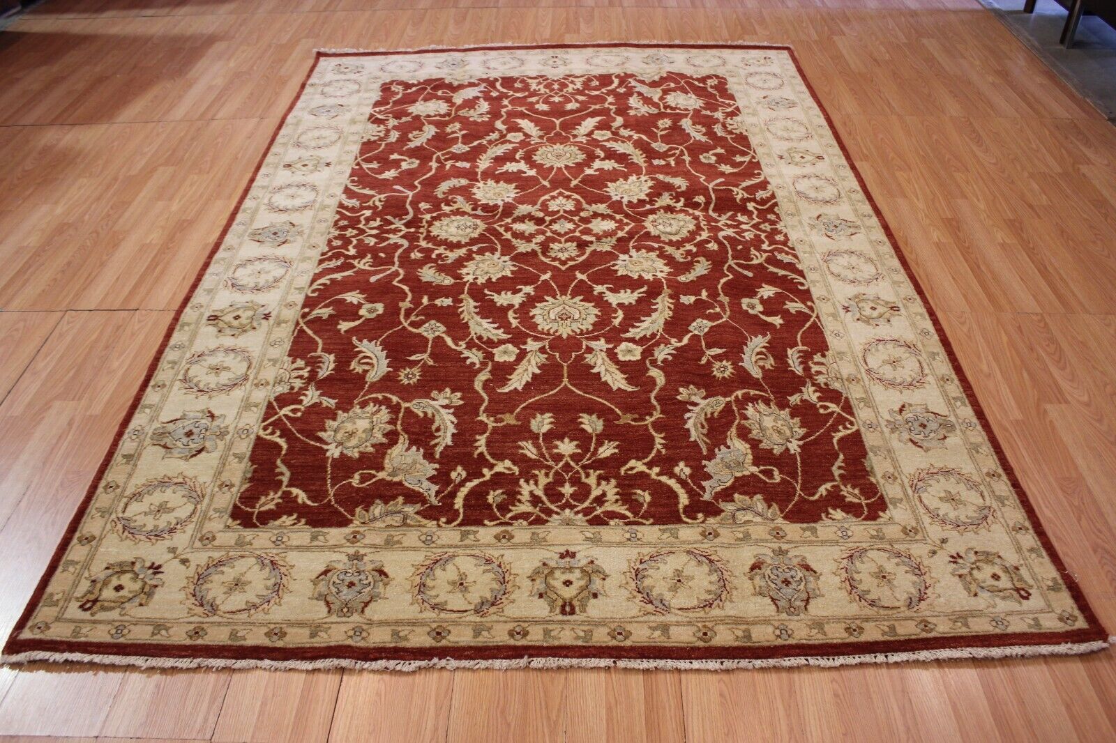 Oriental Peshwar | 6'6" x 9'6" Hand-Knotted Vintage Area Rug | 100% Wool