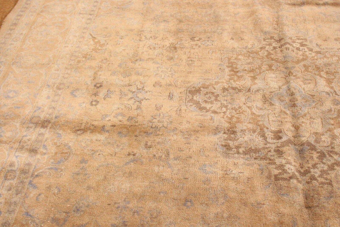 Vintage Faded Rust & Gold Modern | 9'6" x 12'6" Hand-Knotted Oriental Rug |